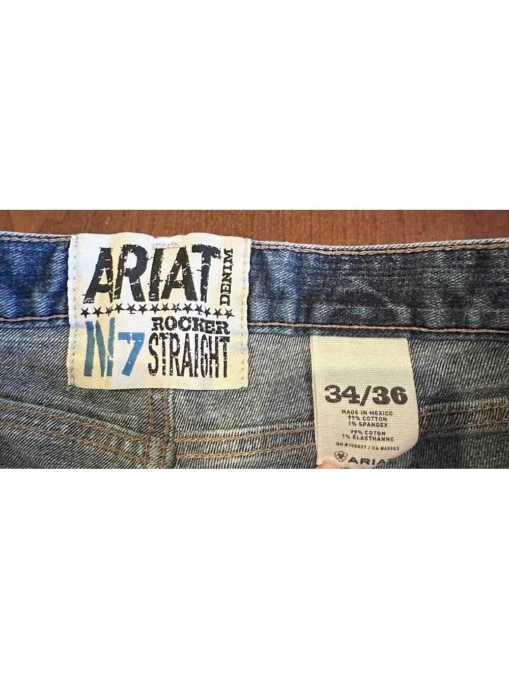 Ariat M7 Rocker Straight Leg Mens Jeans 33x36 Medium Wash Denim Blue - Picture 6 of 8